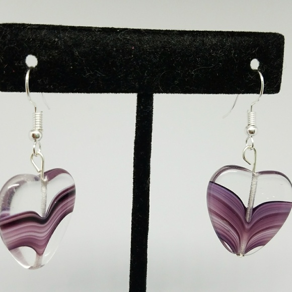 Jewelry - Purple heart earrings - NWOT